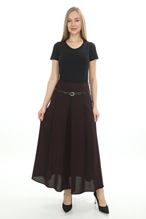 SORALLİNE KADIN ETEK 755 ETAMİN DESEN KAHVE BAHARLIK