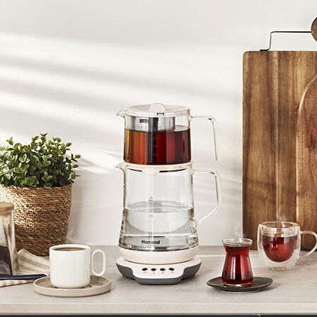 HOMEND Royaltea 1749h Konuşan Cam Çay Makinesi Beyaz