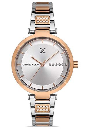 Daniel Klein Rose Gold/Metalik Çelik Bilezik Kadın Kol Saati + Zirkon Taşlı Bileklik