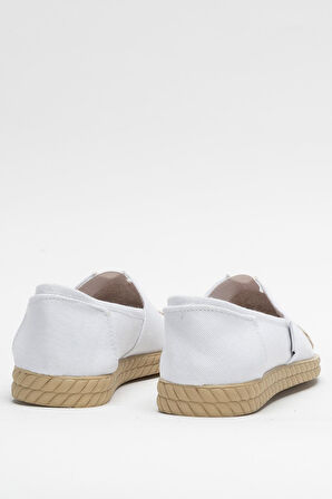 Kadın Keten Babet Ayakkabı BEYAZ