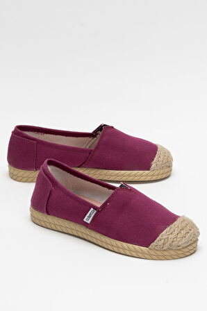Kadın Keten Babet Ayakkabı BORDO