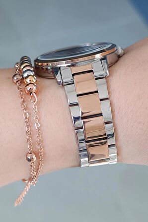 Daniel Klein Çelik Bilezik Rose Gold/Metalik Bayan Kol Saati + Bileklik