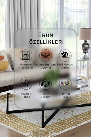 Yıkanabilir Kaymaz Taban Dijital Baskılı Halı ve Yolluk – Leke Tutmaz Salon & Mutfak Halısı