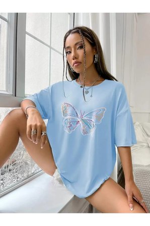 Unisex Butterfly Baskılı T-shirt