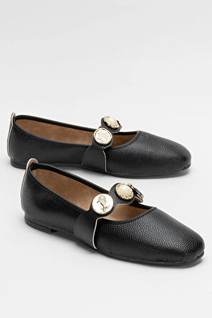 Kadın  Aksesuarlı Bantlı Babet Ayakkabı  SİYAH