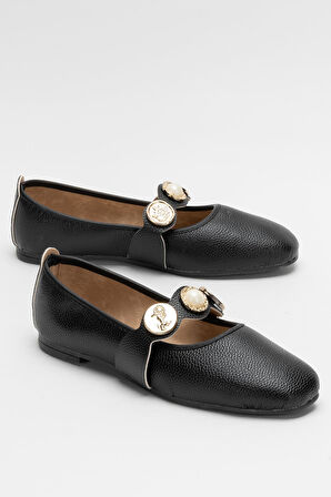 Kadın  Aksesuarlı Bantlı Babet Ayakkabı  SİYAH