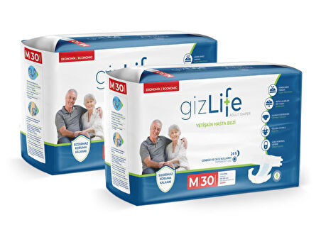 GIZLIFE Yetişkin Hasta Bezi Bel Bantlı Orta Boy Medium 60'lı