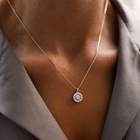 Trapez Baget Taşlı Kolye