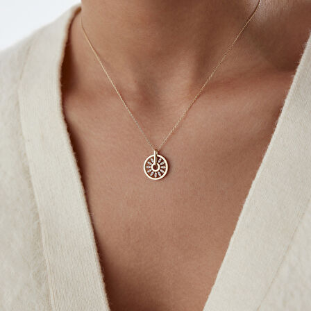 Halka Papatya Taşlı Kolye