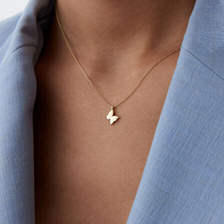 Klasik Sade Kelebek Kolye