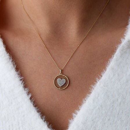 Izgara Taşlı Kalp Kolye