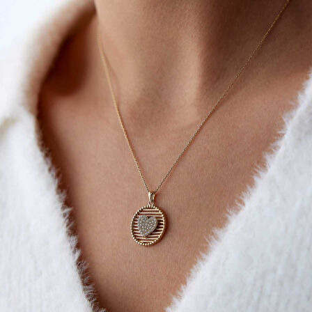 Izgara Taşlı Kalp Kolye