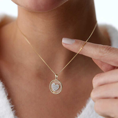 Izgara Taşlı Kalp Kolye