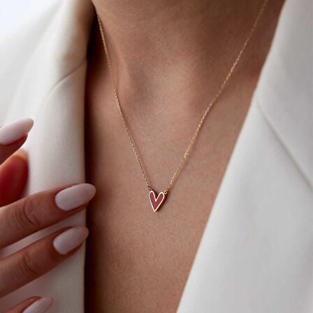 Origami Kırmızı Kalp Kolye