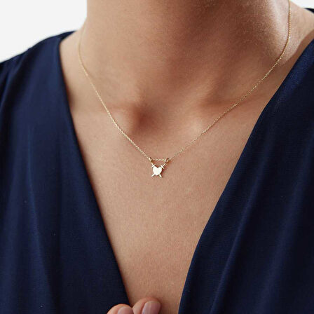 Çapraz Kılıç Kalp Kolye