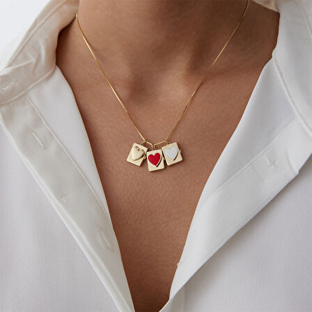 Kapaklı White Kalp Kolye