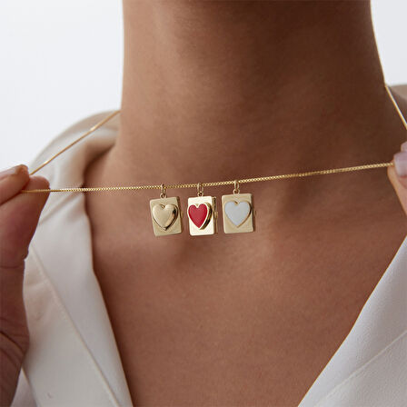 Kapaklı White Kalp Kolye