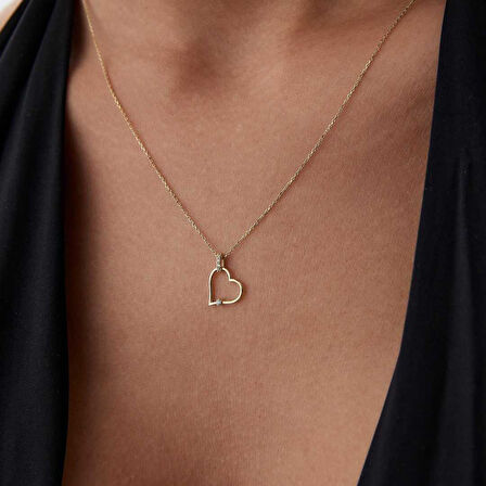 Taşlı Kilit Kalp Kolye