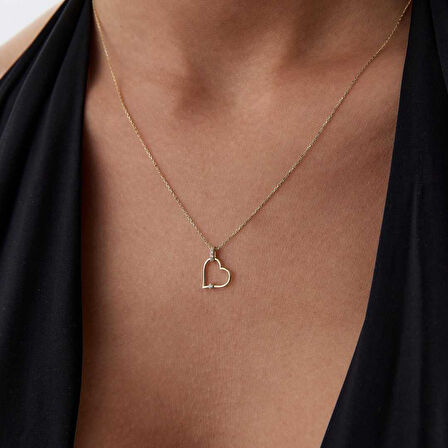 Taşlı Kilit Kalp Kolye