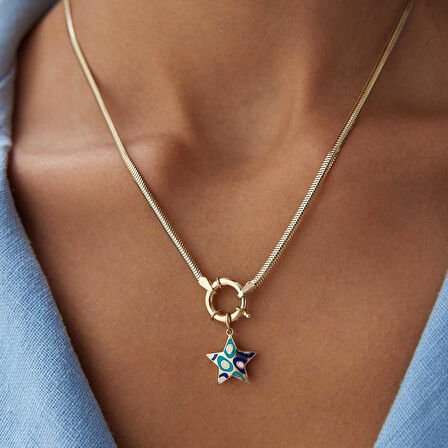 Fortuna Yıldızlı Balık Sırtı Kolye