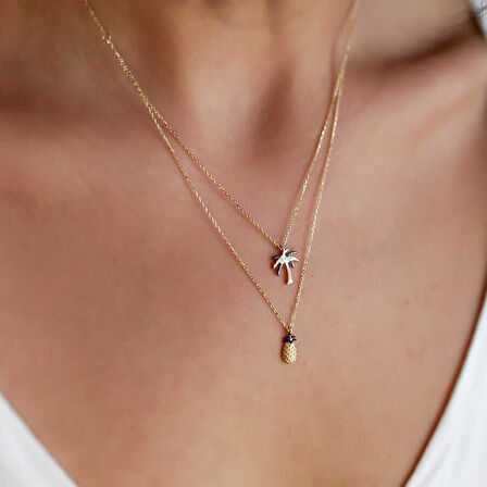 Ananaslı Palmiyeli Kolye