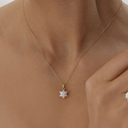 Oval Tektaş Çiçek Kolye