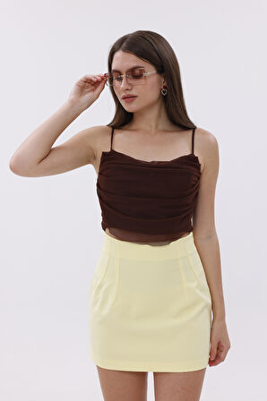 FundacshoosesXGenıus Kadın Pensli Etek İç Göstermez Lamineli Kadın Etek KADIN-ETEK