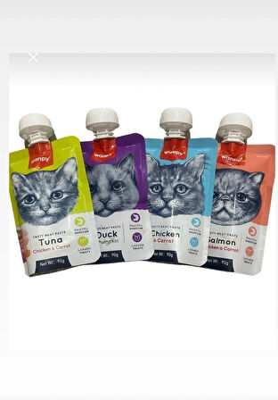 WANPY Karışık Sıvı Kedi Ödül Maması 90 gr X 4 Adet SK :2026
