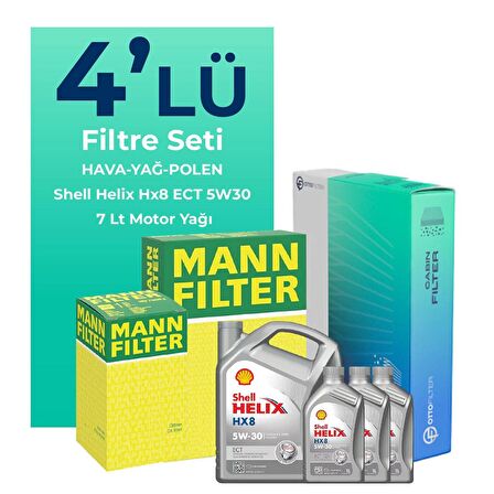 MANN Fiat Ducato 2.3 Dizel Filtre Bakım Seti Shell Motor Yağlı (2006-2014) 4 Lü