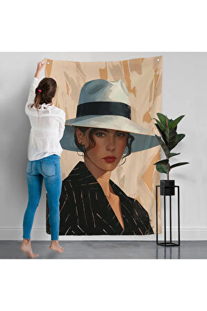 Keskin Bakışlı Güzel Kadın Duvar Örtüsü-7565