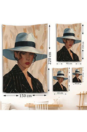 Keskin Bakışlı Güzel Kadın Duvar Örtüsü-7565