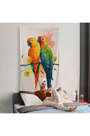 Daldaki Renkli Pağanlar Duvar Örtüsü-7566