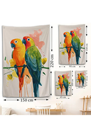 Daldaki Renkli Pağanlar Duvar Örtüsü-7566