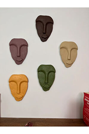 El Yapımı Minimalist Tasarım Duvar Dekorasyon Maskları (maskeleri) 5'li Set