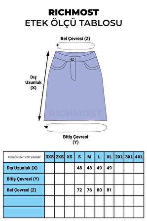 Pileli ve Çan Modelli Cepsiz Astarsız Kadın Kısa Kot Etek Durulanmış Mavi Denim Yaz / Bahar