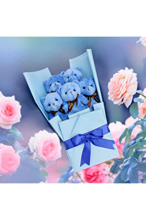 Peluş Ayıcık Buketi Mavi