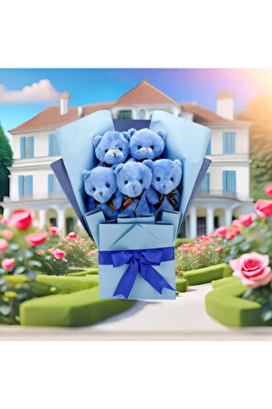 Peluş Ayıcık Buketi Mavi