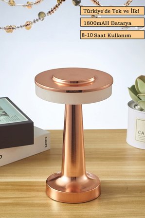 Rose Gold Renkli Dekoratif Dokunmatik Masa Lambası Şarjlı