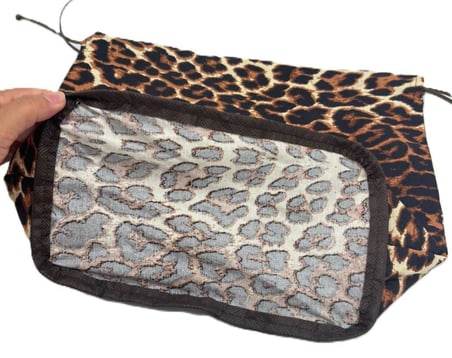 Angel Çanta Aksesuar Örgü Çantaya Hazır Astar Tabanlı Büzgülü 22x12 cm Leopar Desen Renk