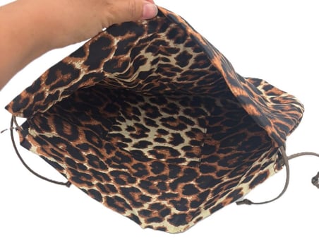 Angel Çanta Aksesuar Örgü Çantaya Hazır Astar Tabanlı Büzgülü 22x12 cm Leopar Desen Renk