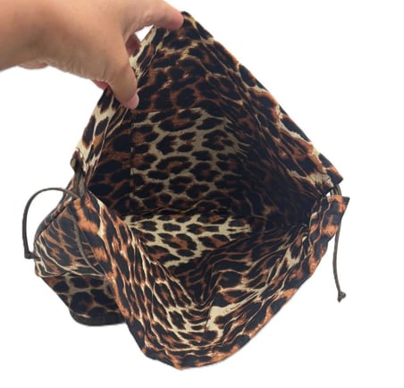 Angel Çanta Aksesuar Örgü Çantaya Hazır Astar Tabanlı Büzgülü 22x12 cm Leopar Desen Renk