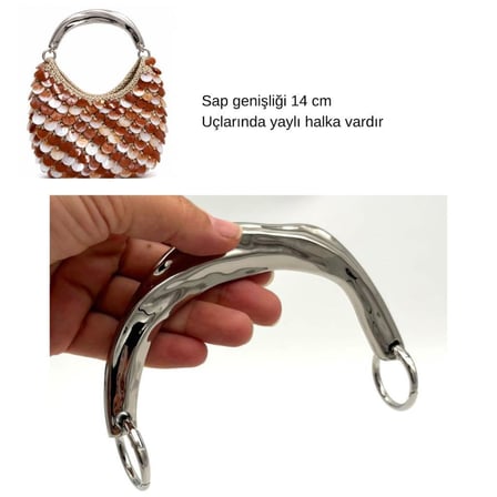 Angel Çanta Aksesuar 14 Cm U Model Çanta Sapı Silvery Renk 