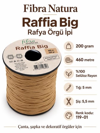 Angel Çanta Aksesuar 200 gr Himalaya Rafya Fibra Natura Raffia Big 119-01 (Hasır Renk )