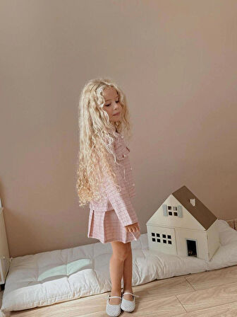 KIZ ÇOCUK TÜVİT KUMAŞ CEKET ETEK 2Lİ TAKIM ŞIK ÖZEL GÜN GÜNDELİK