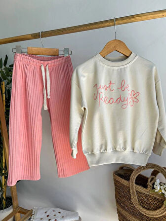 KIZ ÇOCUK PAMUKLU KUMAŞ İSPANYOL PAÇA 2Lİ ALT - ÜST TAKIM GÜNDELİK 