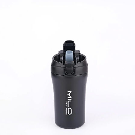 Milo Coven 380 ML Pipetli Çelik Termos Siyah