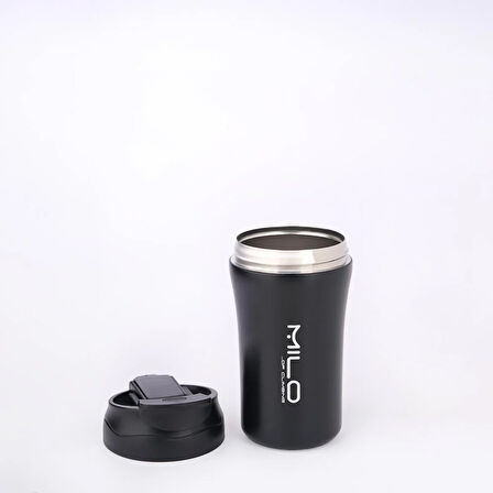 Milo Coven 380 ML Pipetli Çelik Termos Siyah