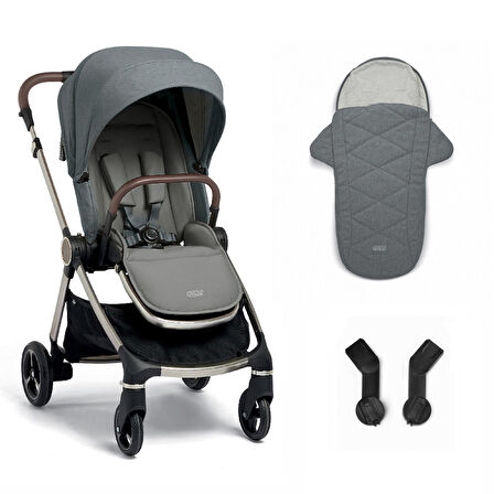 Mamas Papas Strada Cosmo Travel Sistem Bebek Arabası Grey Melange - Black