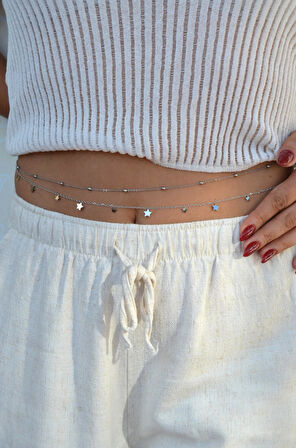 İkili Çelik Bel Zinciri – Yıldız Charmlı