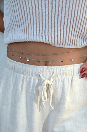 İkili Çelik Bel Zinciri – Yıldız Charmlı